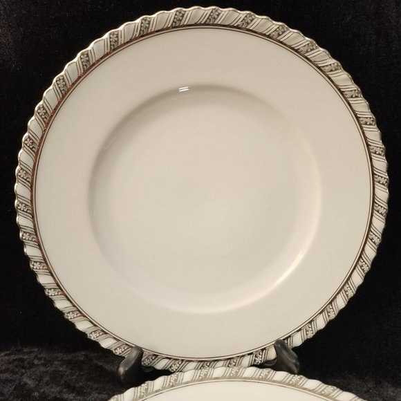 Franconia K&A Krautheim Palladina Dinner Plates set-4 vtg silver ruffled elegant - Picture 3 of 7